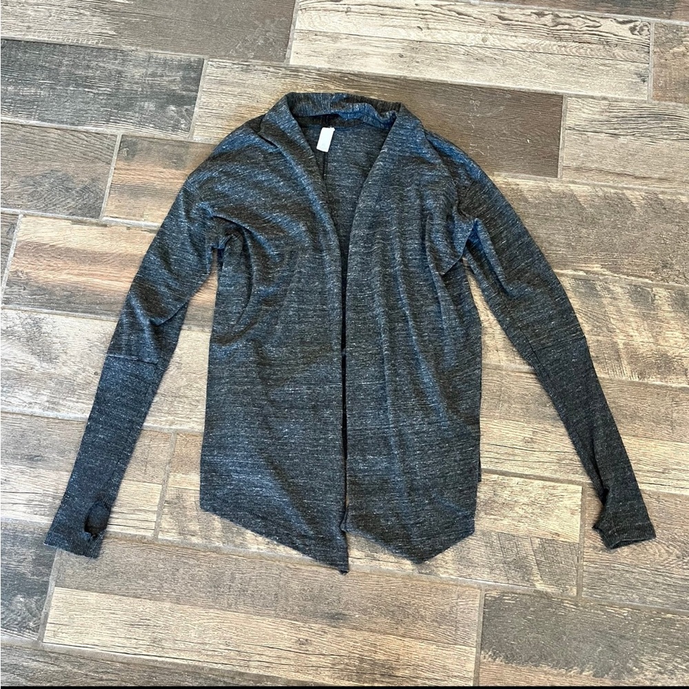 Grey Cardigan Sweater, with Indian Chief head on back